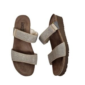 NAOT Sandals Shoes Womens 8 39 Beige Metallic‎ Bianca Slide Comfort Wedge Israel